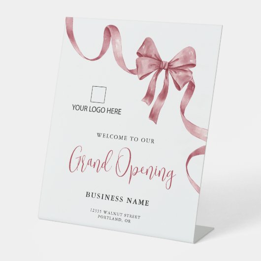 Business Grand Opening Ribbonロゴへようこそ 台座サイン (正面)