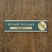 Business Greenおよび金ゴールドロゴ従業員名役職 サインプレート