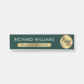 Business Greenおよび金ゴールドロゴ従業員名役職 サインプレート (正面)