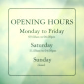 Business Green Opening Hours Sign | Window Cling ウィンドウサイン (シート3)