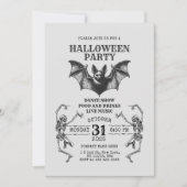 Business Halloween Invitation with Skeletons & Bat 招待状 (正面)
