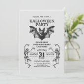 Business Halloween Invitation with Skeletons & Bat 招待状 (スタンド正面)