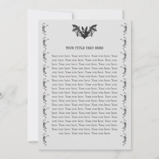 Business Halloween Invitation with Skeletons & Bat 招待状 (裏面)