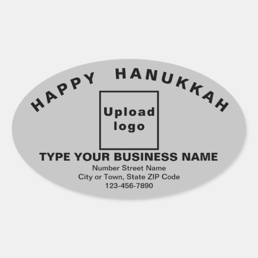 Business Hanukkah Greeting on Gray Ovalステッカー 楕円形シール (正面)