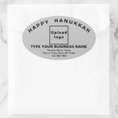 Business Hanukkah Greeting on Gray Ovalステッカー 楕円形シール (バッグ)