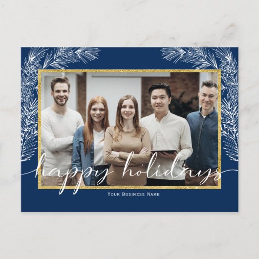 Business Happy Holiday with photo postcard シーズンポストカード (正面)