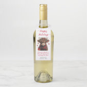 Business Happy Holidays Cute Festive Highland Cow ボトルネックタグ (ボトル)