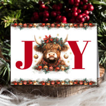 Business Happy Holidays Festive Highland Cow Red