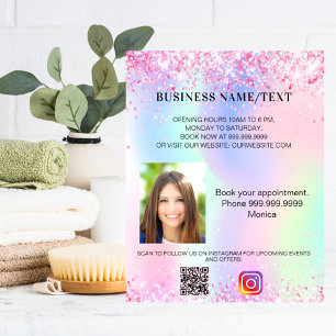 Business holographic photo qr code instagram チラシ
