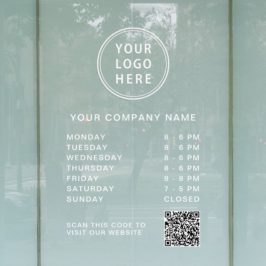 Business Hours Logo Create QR Code White Lettering ウィンドウサイン