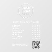 Business Hours Logo Create QR Code White Lettering ウィンドウサイン (シート)