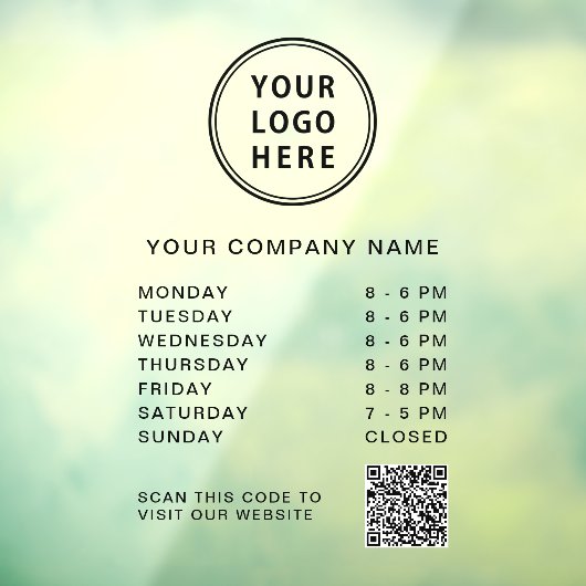 Business Hours Logo Create Your QR Code ウィンドウサイン (シート3)