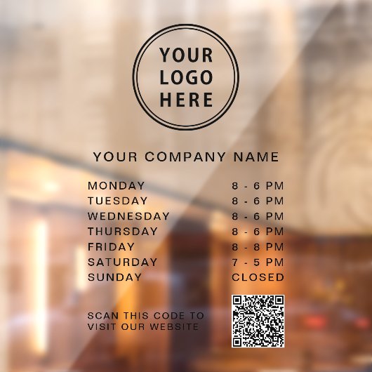 Business Hours Logo Create Your QR Code ウィンドウサイン (シート2)