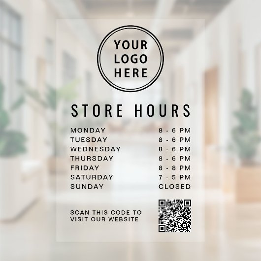 Business Hours Logo QR Code ウィンドウサイン