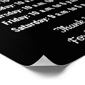 Business Hours of Operation Black & White Template ポスター (角)
