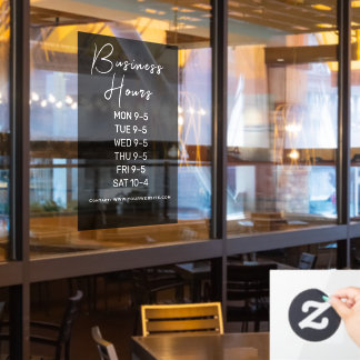 Business Hours Small Business Window Cling ウィンドウサイン