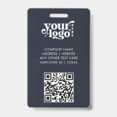 Business ID Card QR Modern Large Photo Employee バッジ (裏面)