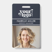 Business ID Card QR Modern Large Photo Employee バッジ (正面)