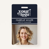 Business ID Card QR Modern Large Photo Employee バッジ (正面)