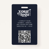 Business ID Card QR Modern Large Photo Employee バッジ (裏面)