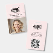 Business ID Card QR Modern Large Photo Employee バッジ (正面＆裏面)