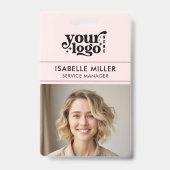 Business ID Card QR Modern Large Photo Employee バッジ (正面)