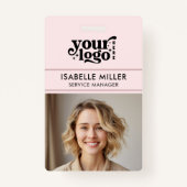 Business ID Card QR Modern Large Photo Employee バッジ (正面)