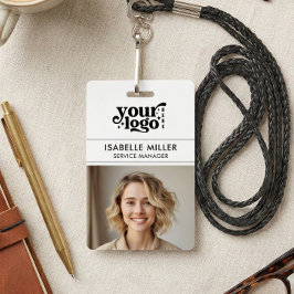 Business ID Card QR Modern Large Photo Employee バッジ