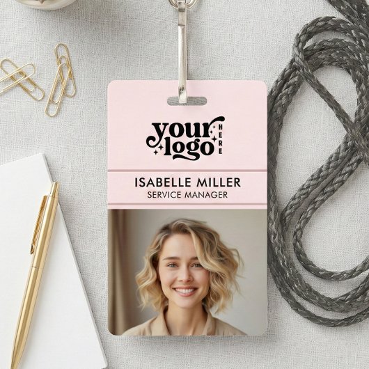 Business ID Card QR Modern Large Photo Employee バッジ