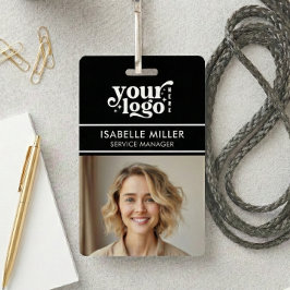 Business ID Card QR Modern Large Photo Employee バッジ