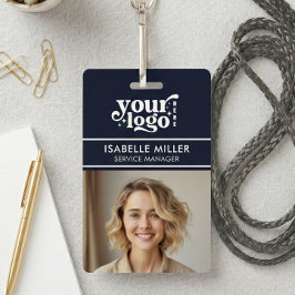 Business ID Card QR Modern Large Photo Employee バッジ