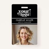 Business ID Card QR Modern Large Photo Employee バッジ (正面)