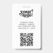 Business ID Card QR Modern Large Photo Employee バッジ (裏面)