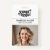 Business ID Card QR Modern Large Photo Employee バッジ (正面)