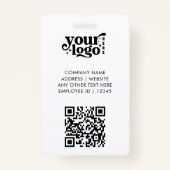 Business ID Card QR Modern Large Photo Employee バッジ (裏面)