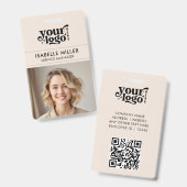 Business ID Card QR Modern Large Photo Employee バッジ (正面＆裏面)
