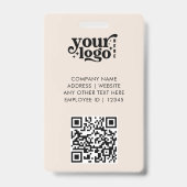 Business ID Card QR Modern Large Photo Employee バッジ (裏面)