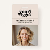 Business ID Card QR Modern Large Photo Employee バッジ (正面)