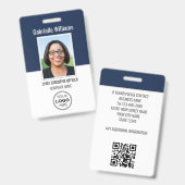 Business ID Photo Security Navy モダン Blue Badge バッジ (正面＆裏面)