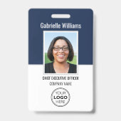 Business ID Photo Security Navy モダン Blue Badge バッジ (正面)