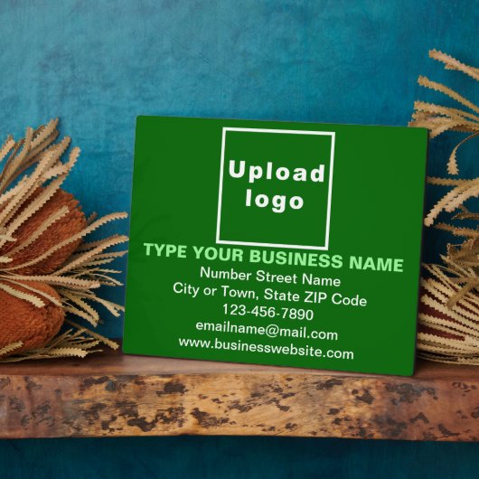 Business information on green rectangular plaque フォトプラーク (側面)