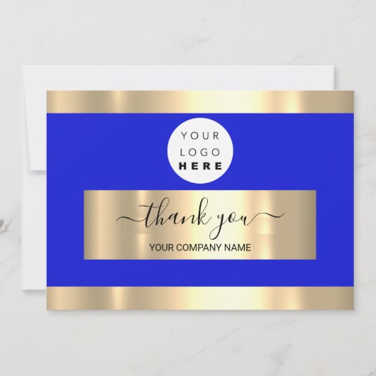Business Insert Card 王室の Blue GoldLogoに感謝 招待状 (正面)