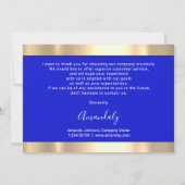 Business Insert Card 王室の Blue GoldLogoに感謝 招待状 (裏面)