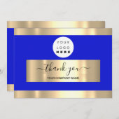 Business Insert Card 王室の Blue GoldLogoに感謝 招待状 (正面/裏面)