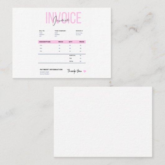 Business Invoice コーリングカード (正面/裏面)