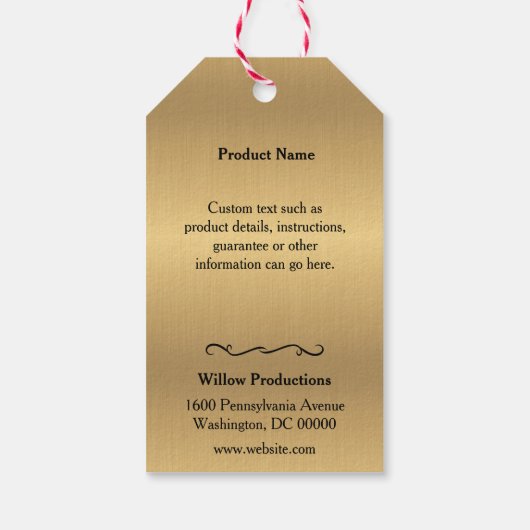 Business Logo会社の金ゴールドつるラベル（文字列型） ギフトタグ (裏面)