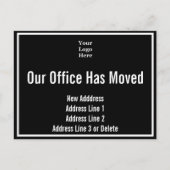 Business Logo白黒Our Officeが移動しました ポストカード (正面)