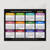 Business Logo 2026カレンダーモダン黒カラフル シーズンポストカード (正面)