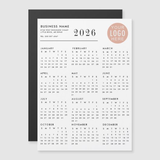 Business Logo 2026 Calendar Magnet (正面/裏面)