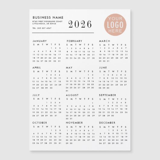 Business Logo 2026 Calendar Magnet (正面)